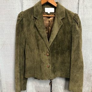 Vintage suede Lord&Taylor flirty green blazer